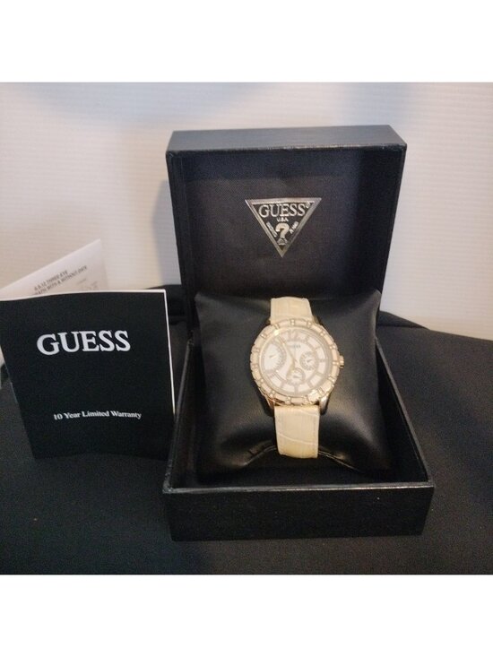 Ladies Guess Swarovski Crystal Chronograph Leather Watch Sport main image 6
